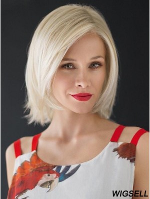 Monofilament White 12 inch Chin Length Layered Heat Resistant Wig