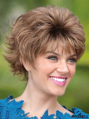 Layered Brown Wavy 5 inch Short Synthetic Wigs