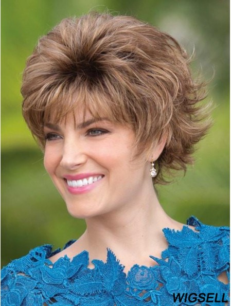Layered Brown Wavy 5 inch Short Synthetic Wigs