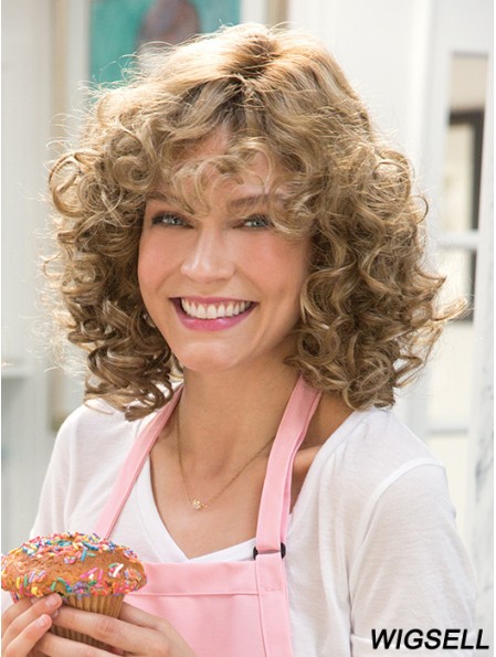 Synthetic Curly Wig Monofilament Curly Style Layered Cut Shoulder Length