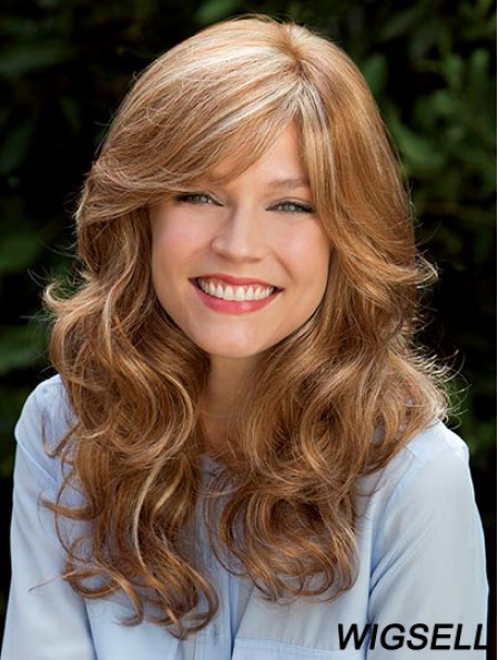 Blonde 16 inch With Bangs Long Flexibility Monofilament Wigs