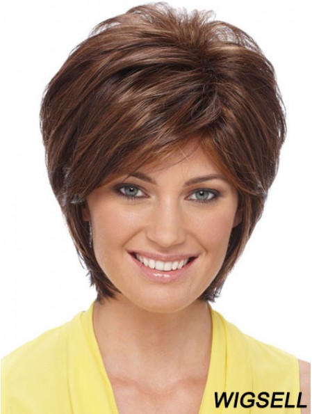Sleek Synthetic Wigs Auburn Color Short Length Layered Style