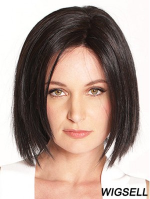 10 inch Chin Length Black Straight Soft Bob Wigs