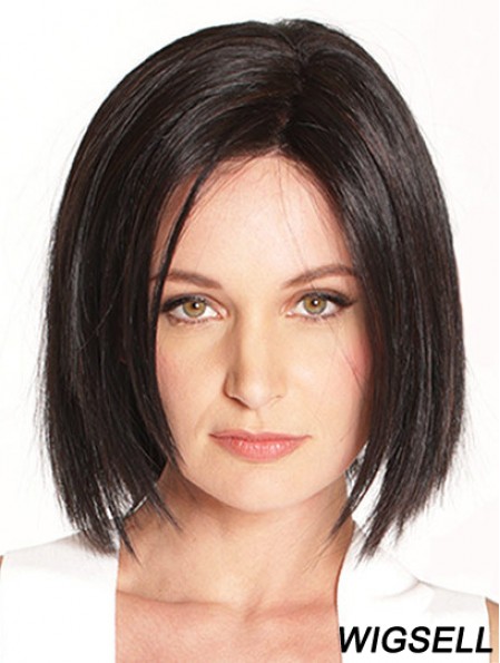 10 inch Chin Length Black Straight Soft Bob Wigs