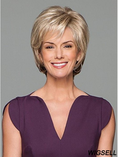 Short Wavy Blonde 6 inch Lace Wig Cap