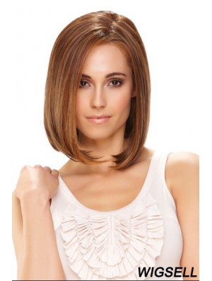 Synthetic Front Lace Wigs Chin Length Monofilament Straight Style Brown Color