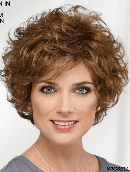Curly Brown Wig Short Hair Synthetic Wig Classic For Ladies 8 Inch