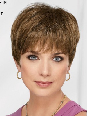 Brown 8 inch Boycuts Flexibility Capless Synthetic Wigs