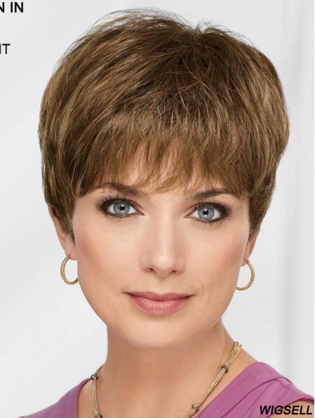 Brown 8 inch Boycuts Flexibility Capless Synthetic Wigs