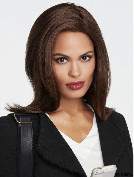 Brown Without Bangs 14 inch Straight Synthetic Wigs