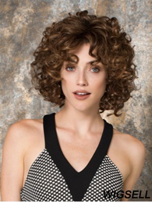 Curly With Bangs Chin Length Auburn Sassy Lace Front Wigs