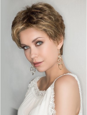100% Hand-tied 4 inch Curly Blonde Boycuts Synthetic Wigs Women