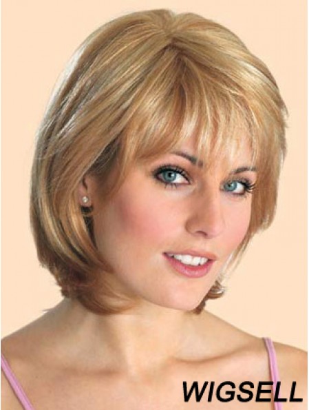 Cheap Synthetic Lace Front Wigs Straight Style Blonde Color Chin Length