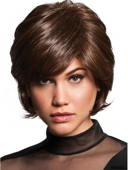 Capless 8 inch Wavy Brown Layered Ladies Synthetic Wigs