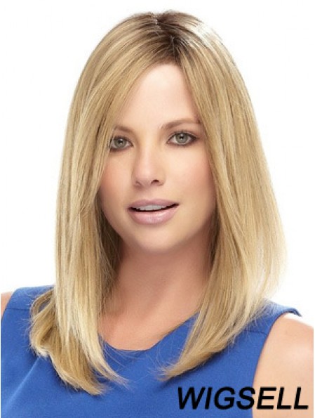 Straight Medium Length Synthetic Wig With Lace Front Shoulder Length