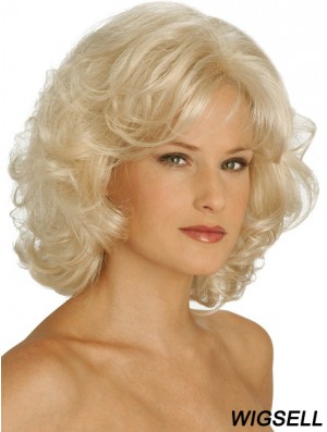 Wigs UK Synthetic Chin Length Blonde Color Curly Style