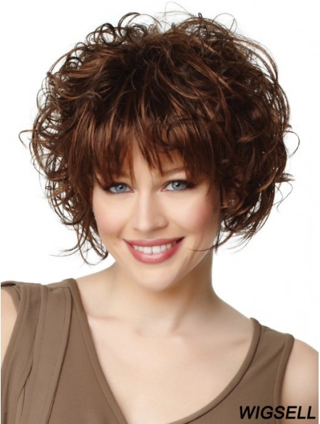 Buy Synthetic Hair Chin Length Auburn Color Curly Style Bobs Cut