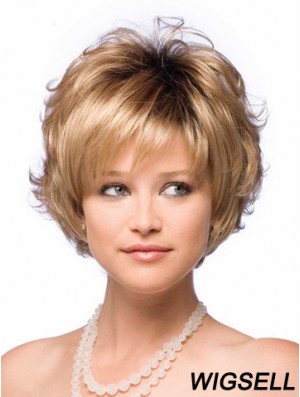 Synthetic Hair UK With Capless Short Length Blonde Color