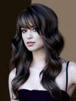 Hair Synthetic Black With Bangs Long Length Wavy Style Hair Synthetic Black With Bangs Long Length Wavy Style