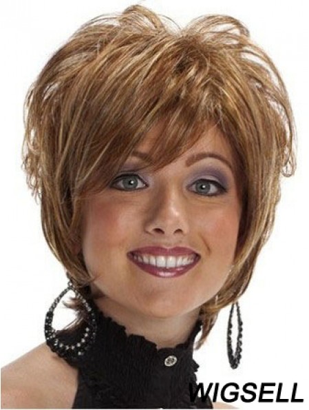 Short Layered Wavy Brown High Quality Synthetic Wigs