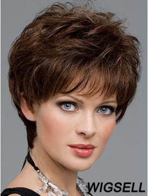 Brown Wavy Short Boycuts Lace Front Cheap Wig UK