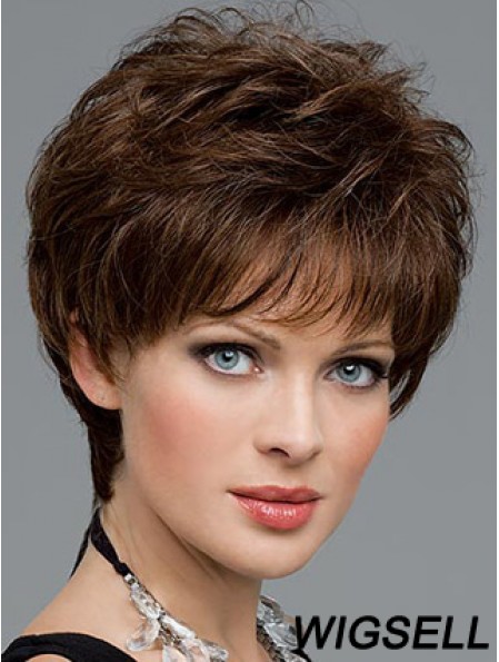 Brown Wavy Short Boycuts Lace Front Cheap Wig UK