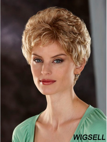 Comfortable Blonde Short Wavy Classic Lace Front Wigs