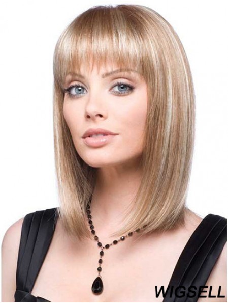 Front Lace Wig Synthetic With Straight Hair Style Blonde Color