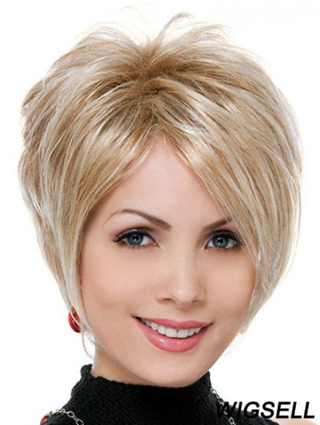 Wholesale Synthetic Hair UK Blonde Color Boycuts Straight Style