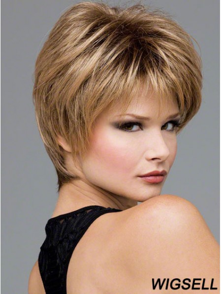 Short Wavy Boycuts Blonde Synthetic Wavy Lace Front Wigs