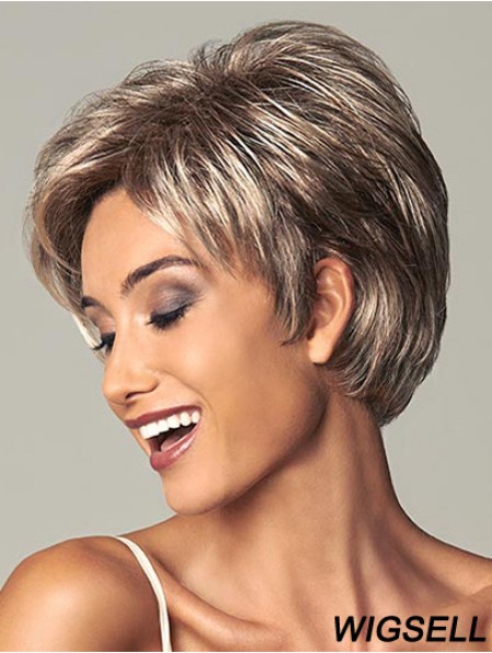 Best 7 inch Straight Brown Layered Short Wigs