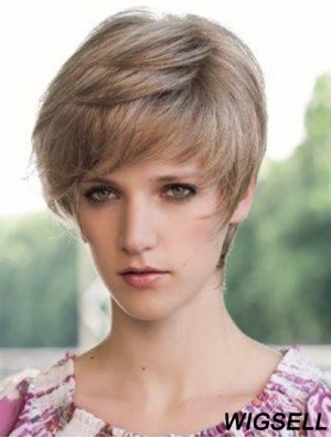 Suitable 6 inch Straight Blonde Boycuts Short Wigs