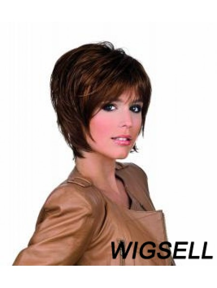 Flexibility Auburn Chin Length Straight Layered Lace Front Wigs