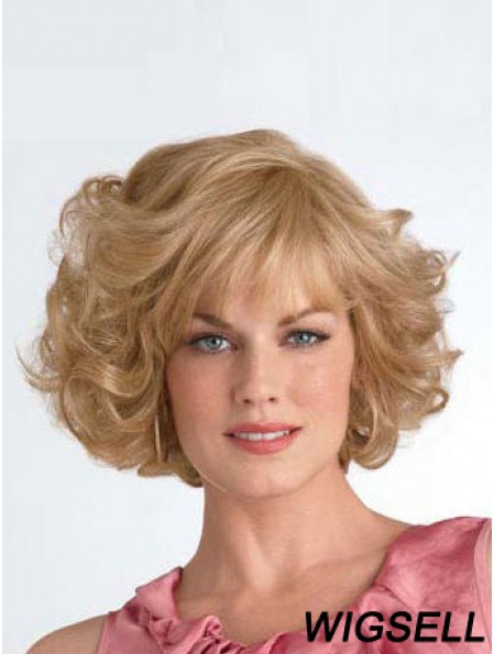 Chin Length Layered Curly Blonde Good Synthetic Wigs