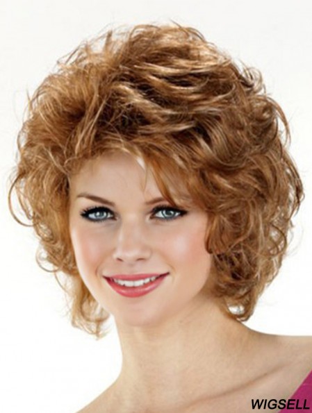 Trendy Brown Chin Length Curly Layered Lace Front Wigs