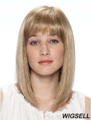 14 inch Blonde Straight Bobs Shoulder Synthetic Lace Front Wig