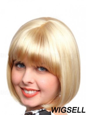 Chin Length Bobs Straight Blonde Affordable Synthetic Wigs