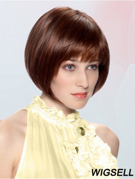 Straight Chin Length Auburn 10 inch Lace Front Durable Bob Wigs