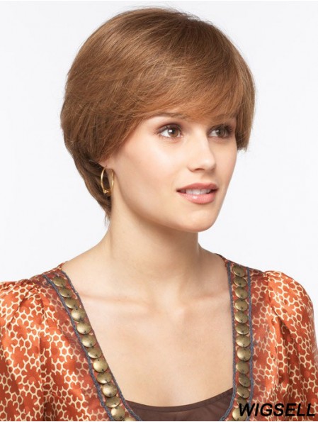 Straight With Bangs 8 inch Brown Durable Synthetic Wigs