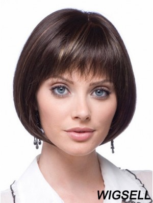 Lace Front Short Straight Brown Flexibility Bob Wigs