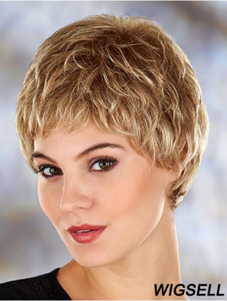 Modern 4 inch Wavy Blonde Boycuts Short Wigs