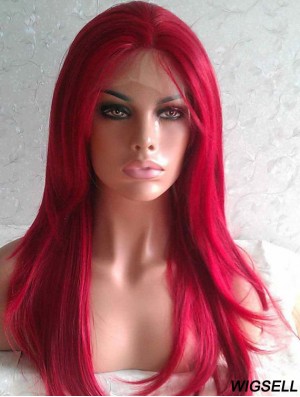 Straight Without Bangs Lace Front Good 20 inch Red Long Wigs