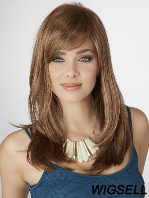 Long Straight Capless With Bangs 16 inch Beautiful Synthetic Wigs