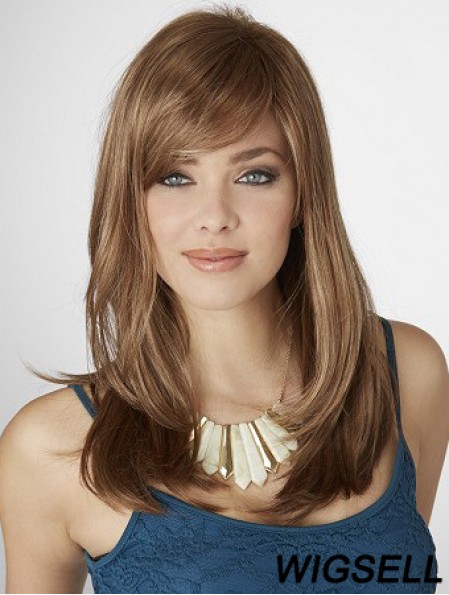 Long Straight Capless With Bangs 16 inch Beautiful Synthetic Wigs