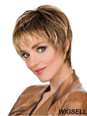 Soft 8 inch Straight Blonde Boycuts Short Wigs