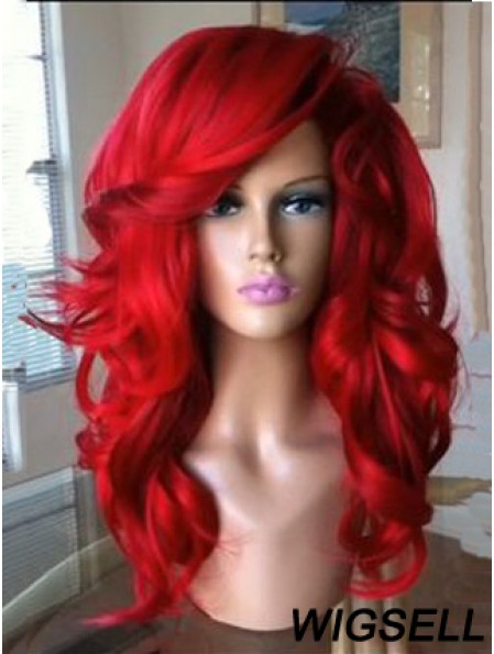 Capless Wavy 18 inch With Bangs Quality Synthetic Red Wig UK