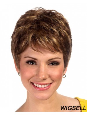 Boycuts Cropped Synthetic Straight Brown Ladies Monofilament Wig Sale