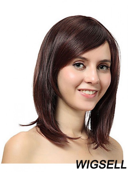 Shoulder Length Layered Straight Auburn Cheap Synthetic Wigs