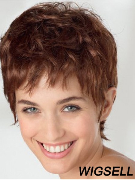 Exquisite 6 inch Wavy Auburn Boycuts Short Wigs