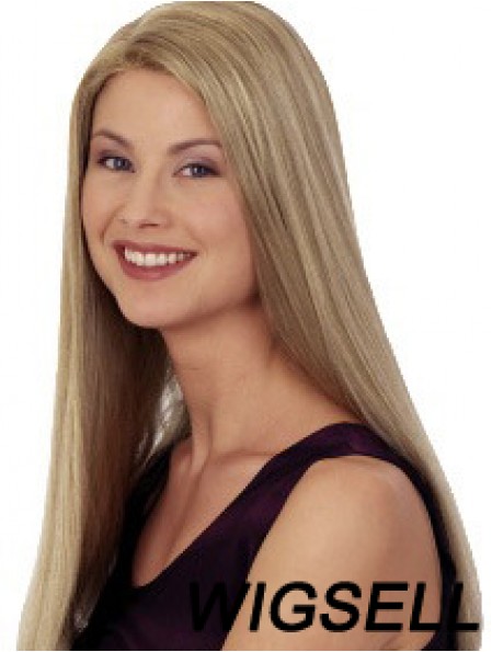 Straight Without Bangs 20 inch Blonde Discount Synthetic Wigs
